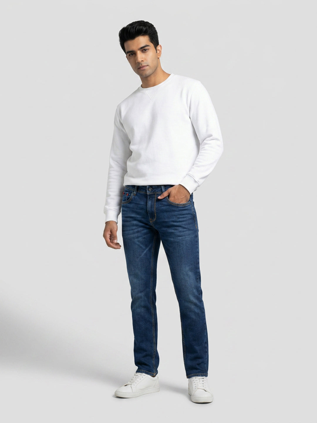Men Rover Jeans Regular Fit Dark Blue Mid Rise