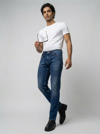 Men Ricardo Jeans Comfort Fit Dark Blue Mid Rise
