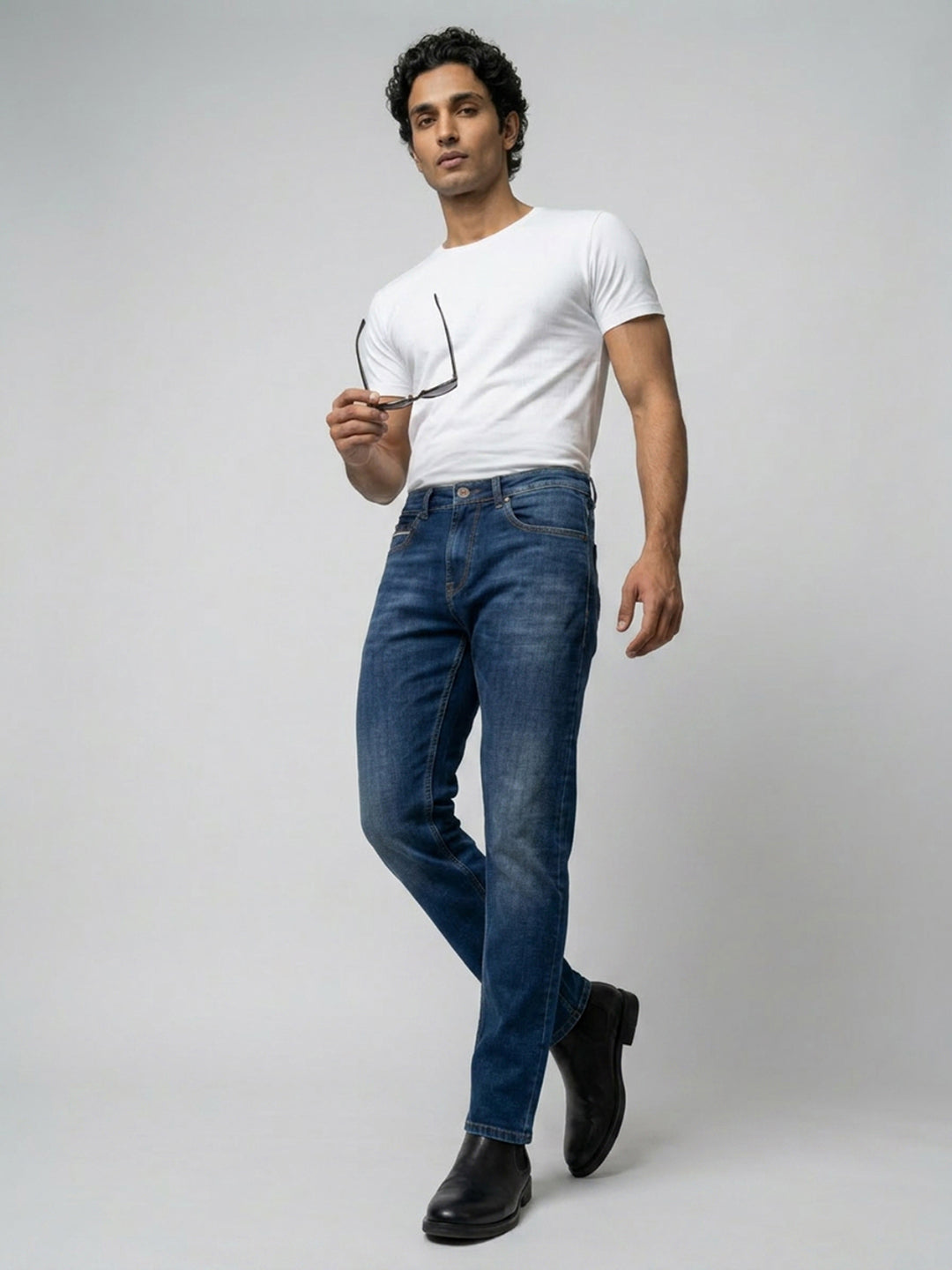 Men Ricardo Jeans Comfort Fit Dark Blue Mid Rise