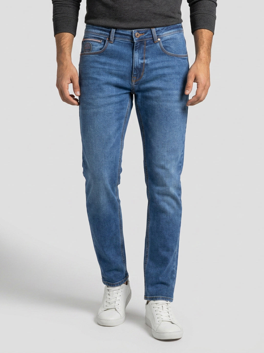 Men Rover Jeans Regular Fit Dark Blue Mid Rise