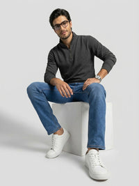 Men Rover Jeans Regular Fit Dark Blue Mid Rise