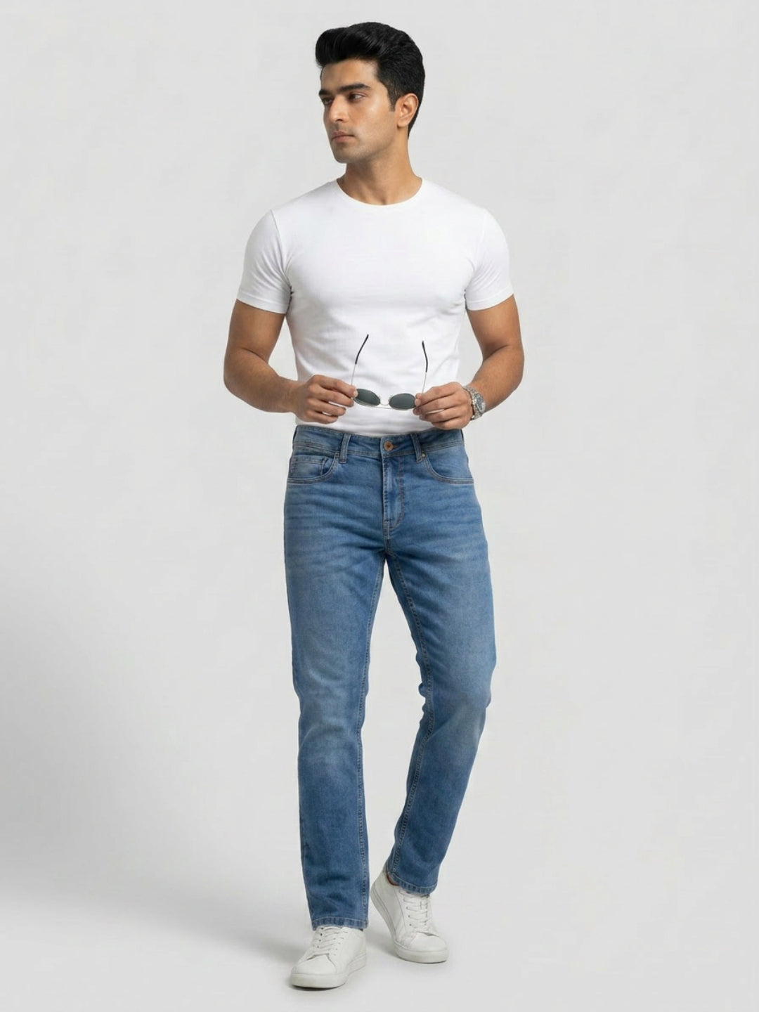 Men Rover Jeans Regular Fit Mid Blue Mid Rise