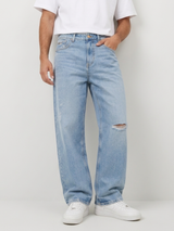 Men Ikemen Jeans Loose Fit Light Blue Low Rise