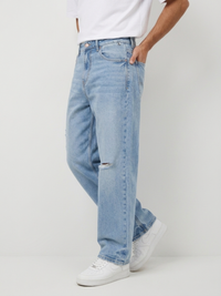 Men Ikemen Jeans Loose Fit Light Blue Low Rise