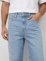 Men Ikemen Jeans Loose Fit Light Blue Low Rise