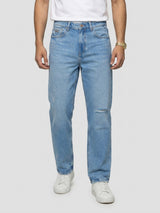 Men Ikemen Jeans Loose Fit Light Blue Low Rise