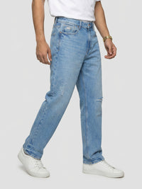 Men Ikemen Jeans Loose Fit Light Blue Low Rise