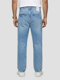 Men Ikemen Jeans Loose Fit Light Blue Low Rise