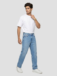 Men Ikemen Jeans Loose Fit Light Blue Low Rise