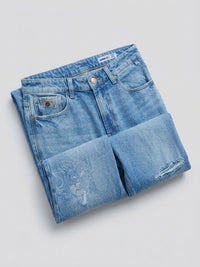 Men Ikemen Jeans Loose Fit Light Blue Low Rise