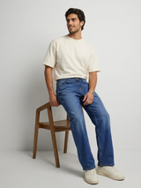 Men Ikemen Jeans Loose Fit Dark Blue Low Rise