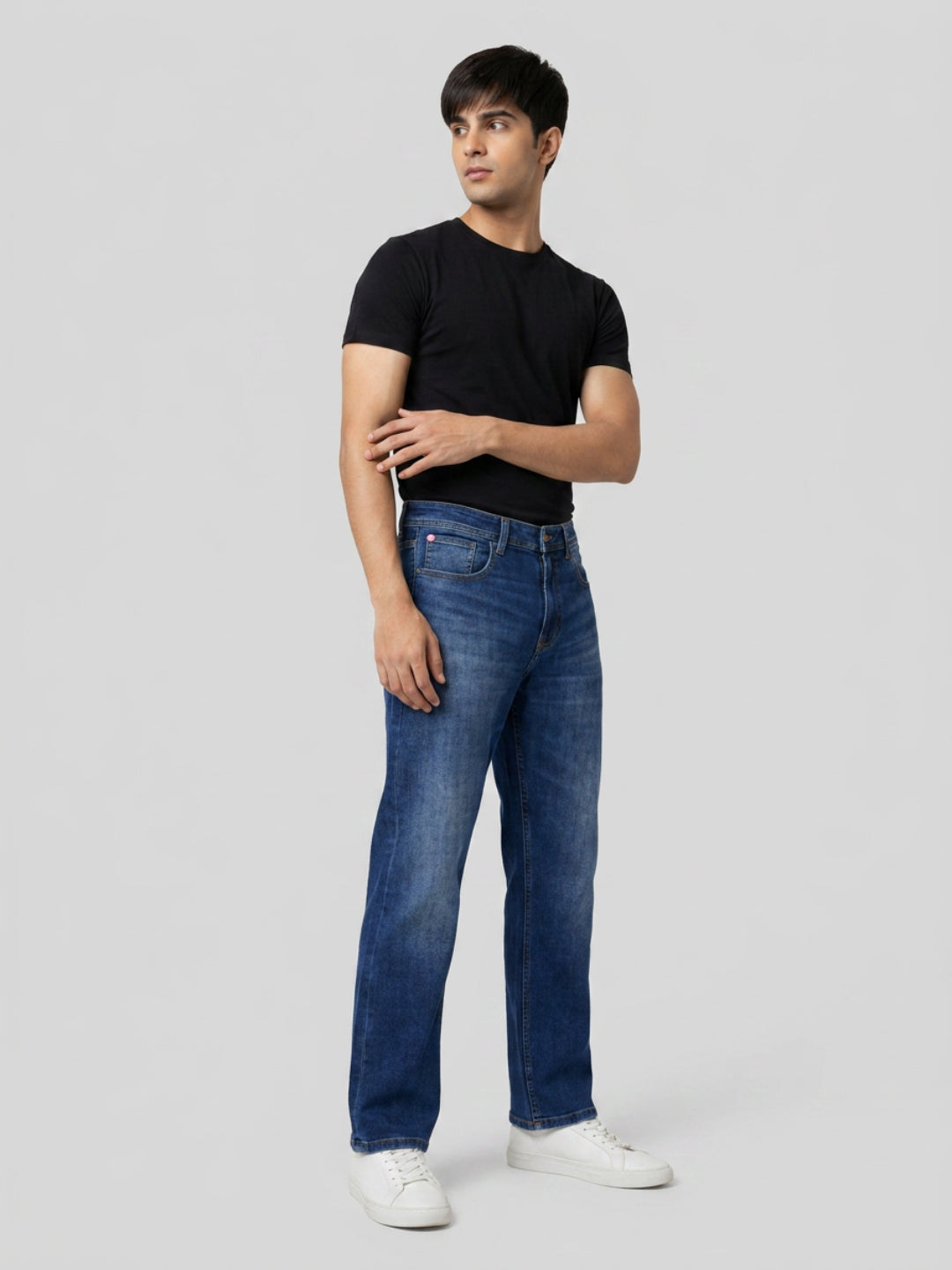 Men Ikemen Jeans Loose Fit Dark Blue Low Rise