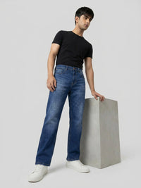 Men Ikemen Jeans Loose Fit Dark Blue Low Rise