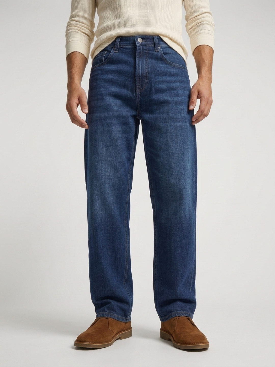 Men Ikemen Jeans Loose Fit Dark Blue Low Rise