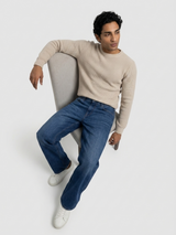 Men Ikemen Jeans Loose Fit Dark Blue Low Rise