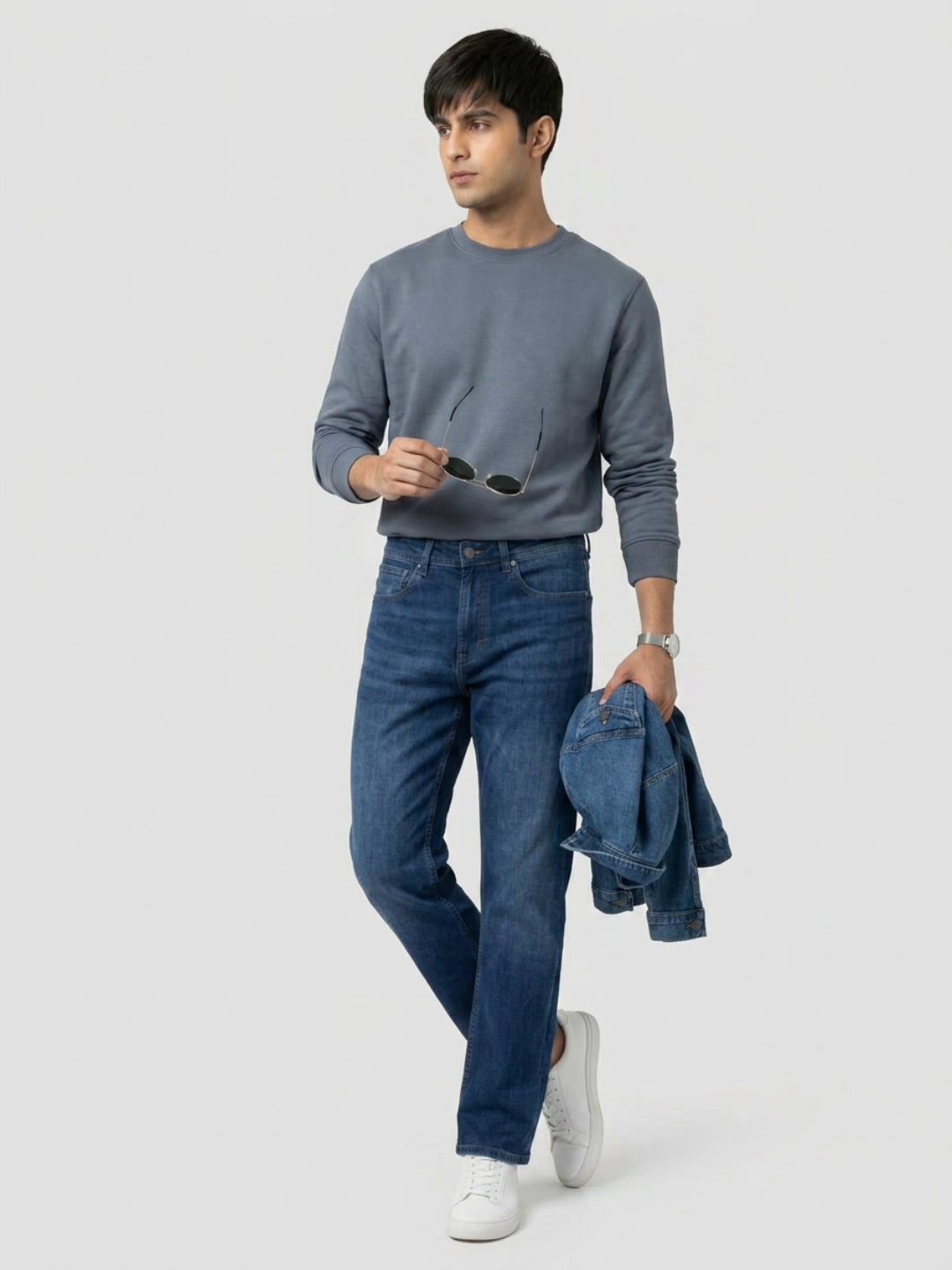 Men Ikemen Jeans Loose Fit Dark Blue Low Rise