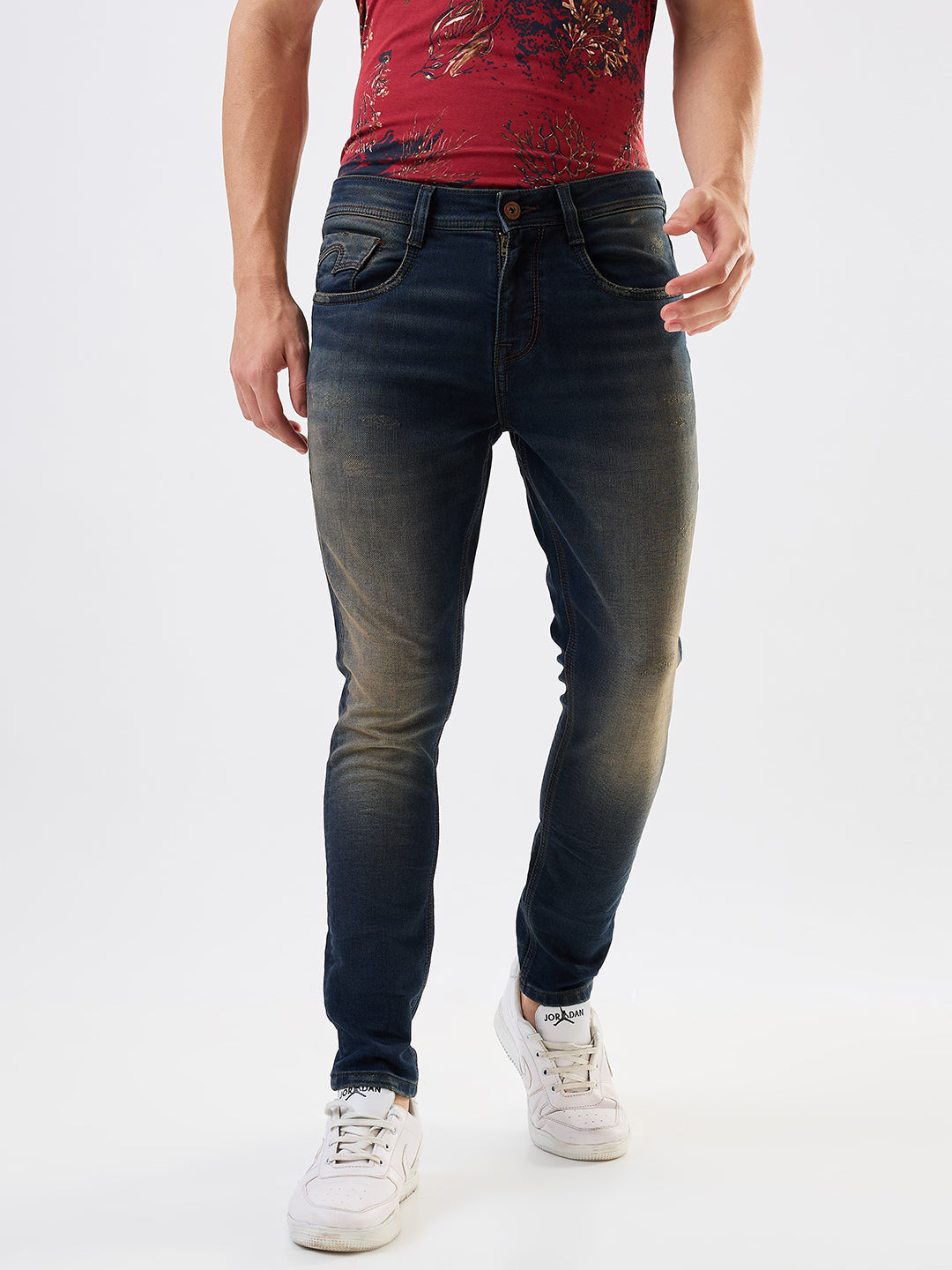 Men Jeans Slim Fit Blue Mid Rise
