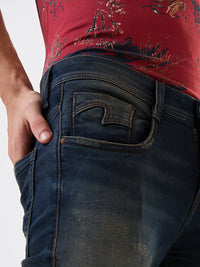 Men Jeans Slim Fit Blue Mid Rise