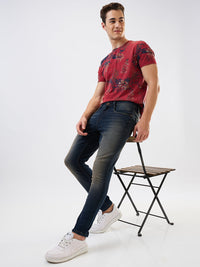 Men Jeans Slim Fit Blue Mid Rise