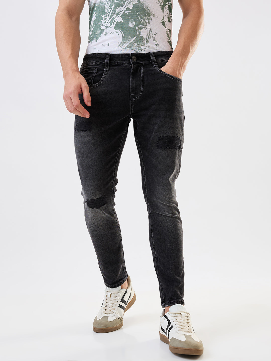 Spykar Slim Fit Mid Rise Cotton Stretch Jeans For Men