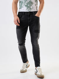 Men Jeans Slim Fit Black Mid Rise