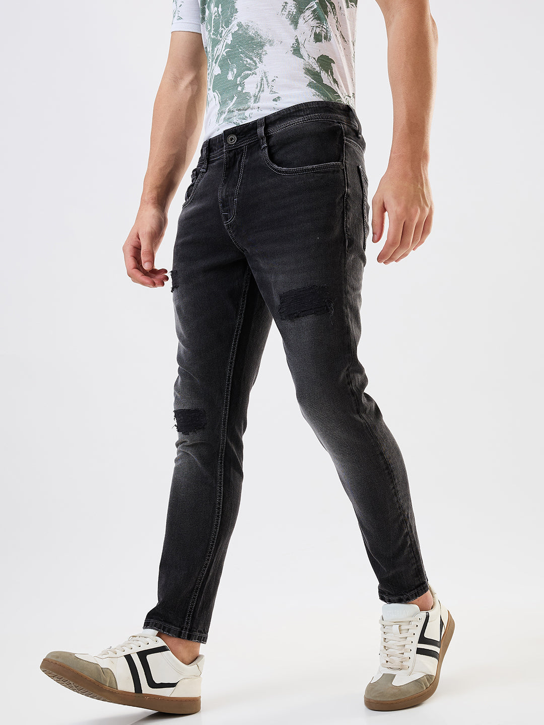 Men Jeans Slim Fit Black Mid Rise