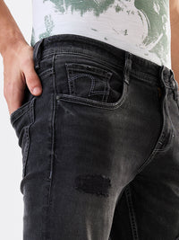 Men Jeans Slim Fit Black Mid Rise
