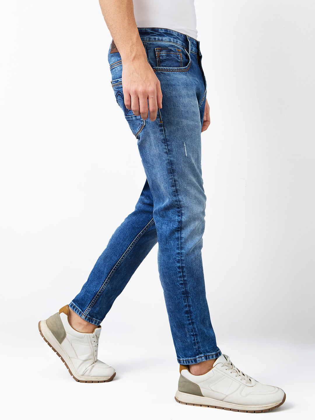 Spykar Slim Fit Mid Rise Cotton Stretch Jeans For Men