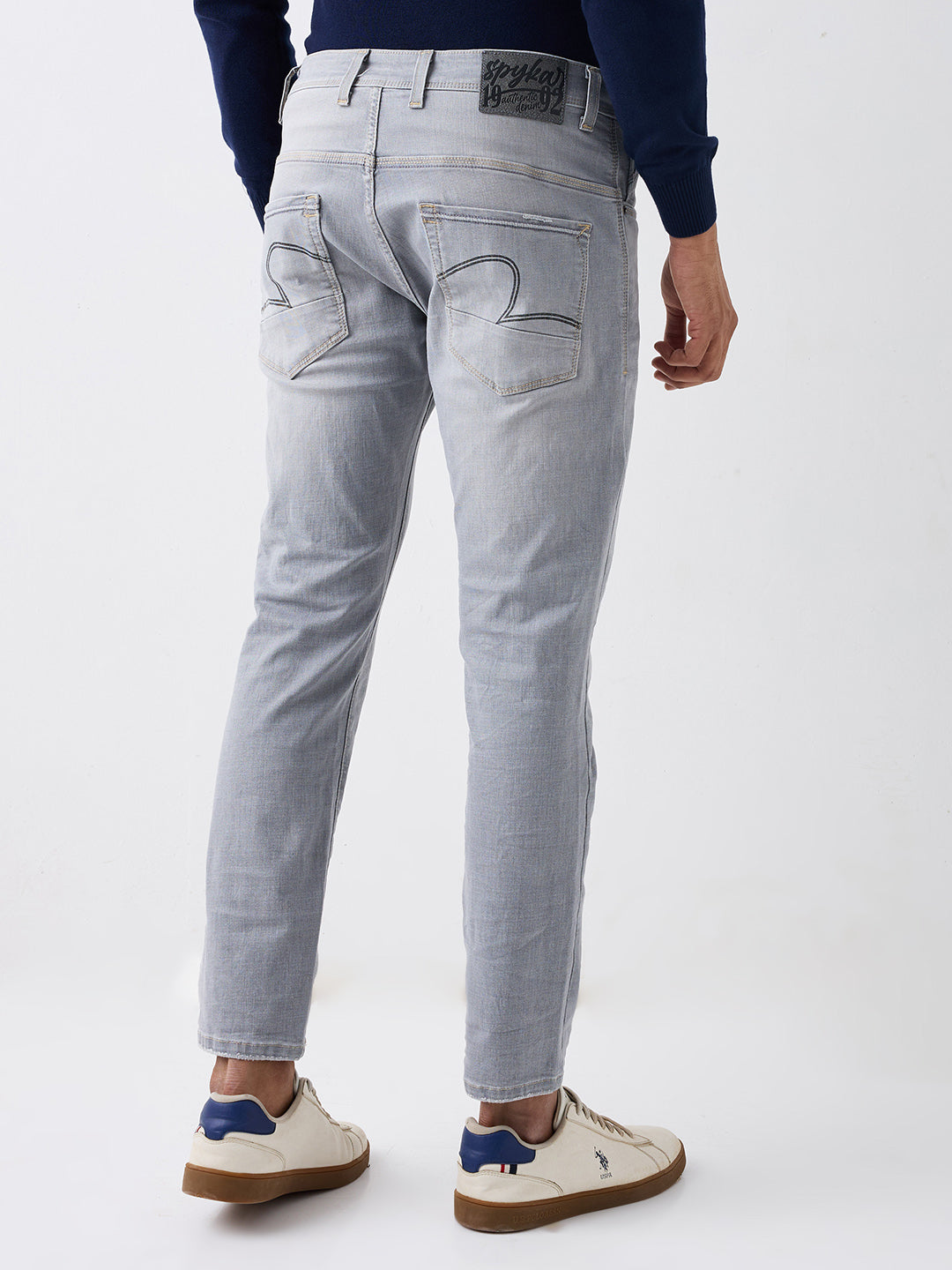 Spykar Grey Mid Rise Slim Fit Casual Jeans For Men