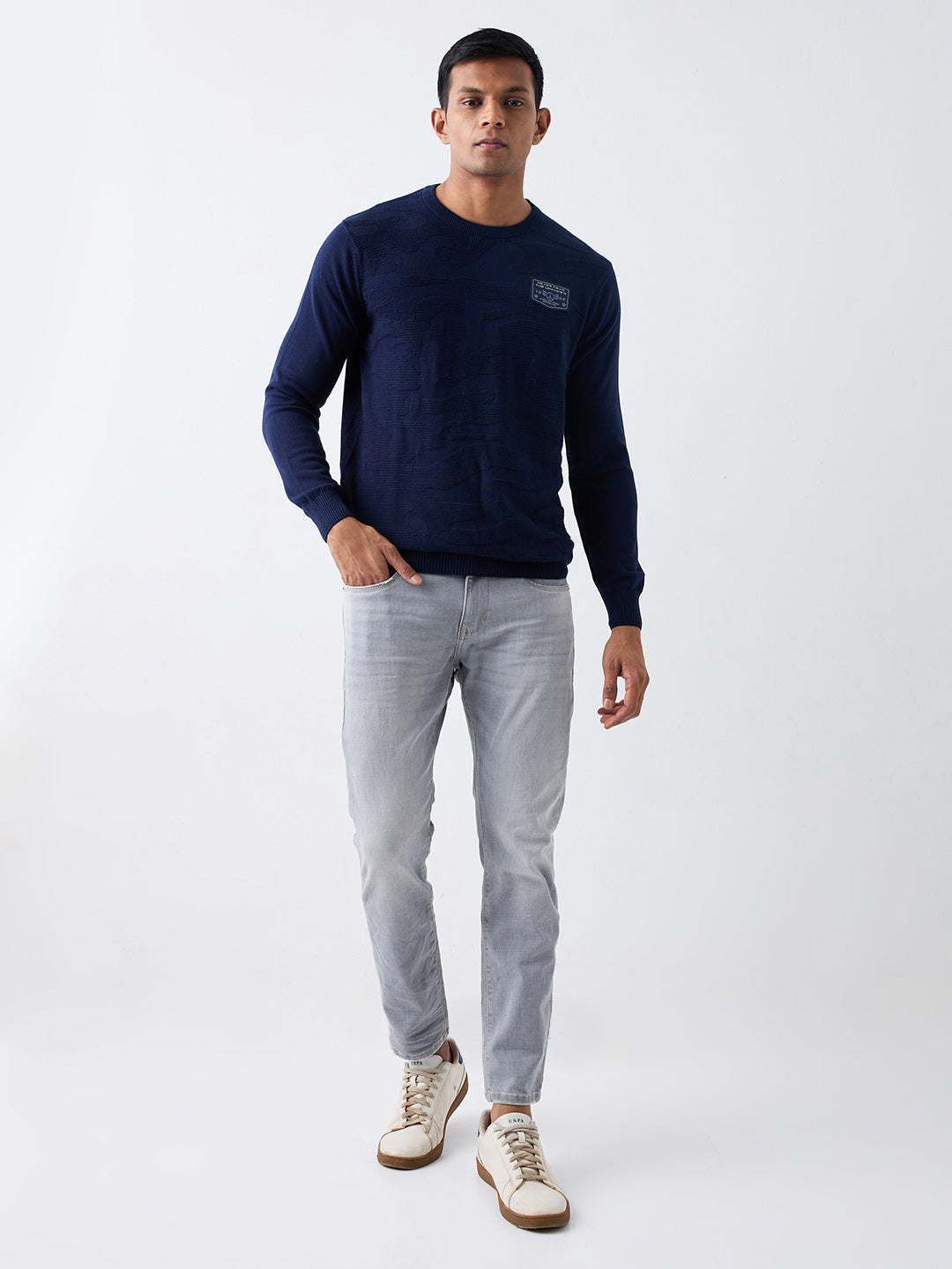 Spykar Grey Mid Rise Slim Fit Casual Jeans For Men