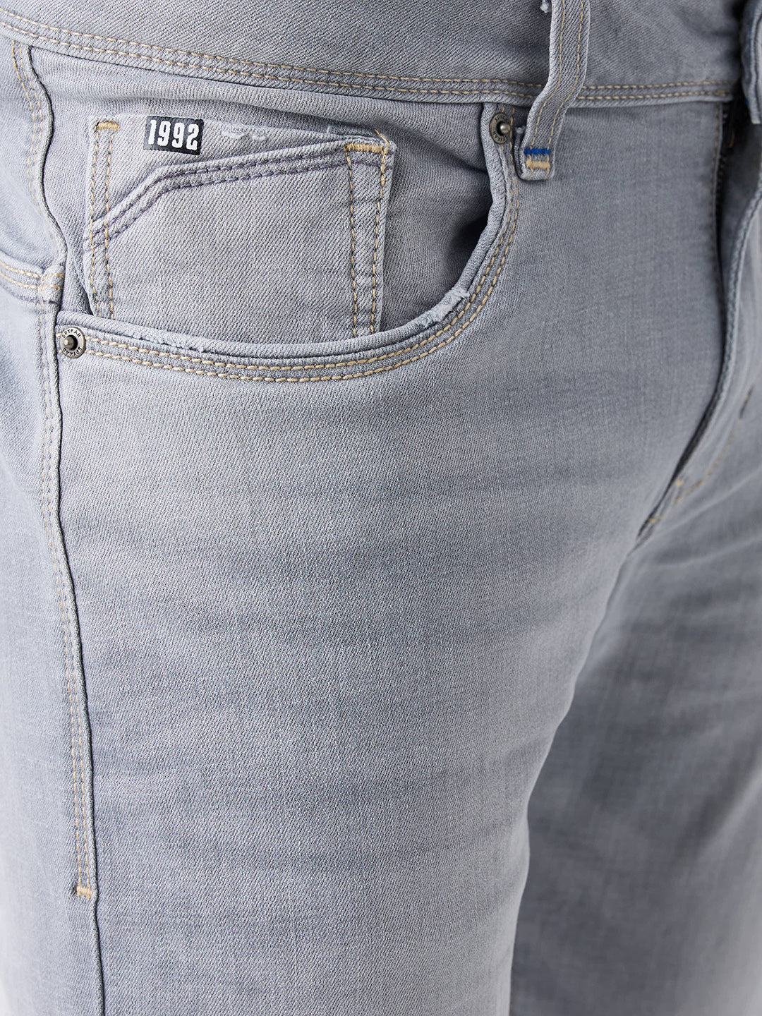 Spykar Grey Mid Rise Slim Fit Casual Jeans For Men