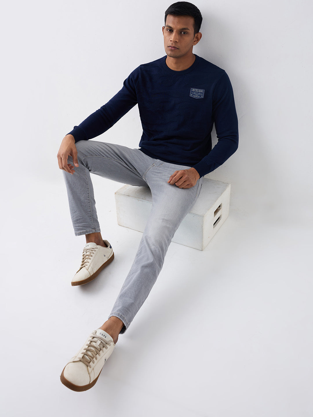 Spykar Grey Mid Rise Slim Fit Casual Jeans For Men