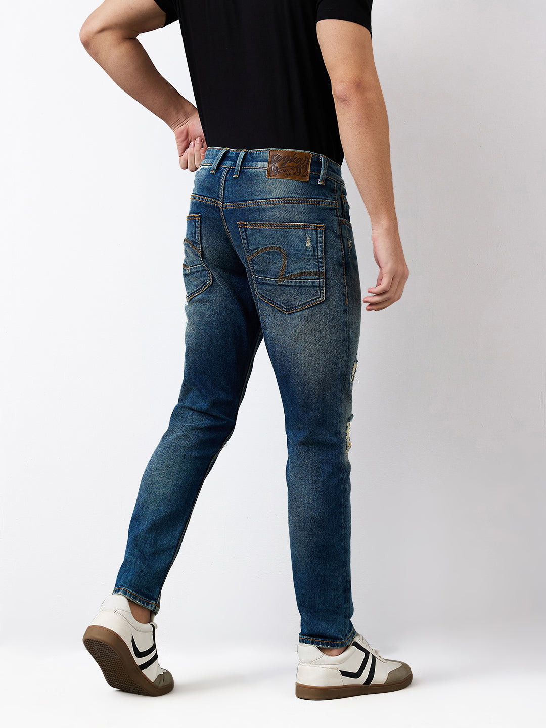 Spykar Slim Fit Mid Rise Cotton Stretch Jeans For Men