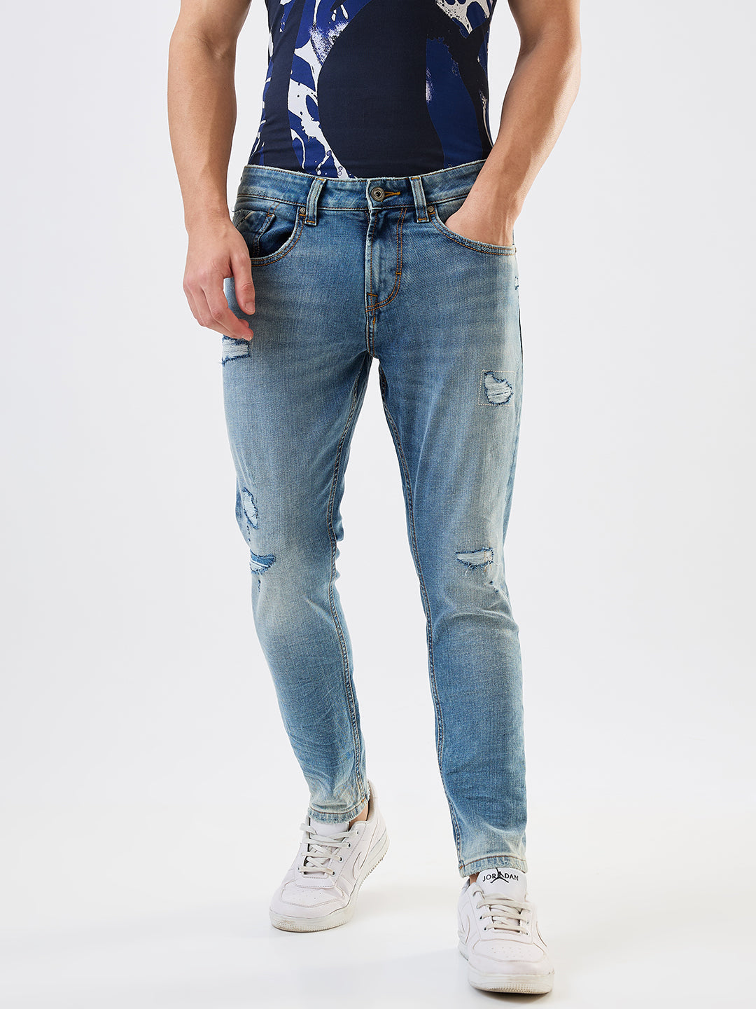Spykar Slim Fit Mid Rise Cotton Jeans For Men