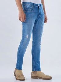 Men Jeans Slim Fit Mid Blue Mid Rise