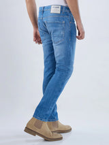 Men Jeans Slim Fit Mid Blue Mid Rise