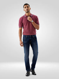Men Kano Jeans Slim Fit Dark Blue Mid Rise