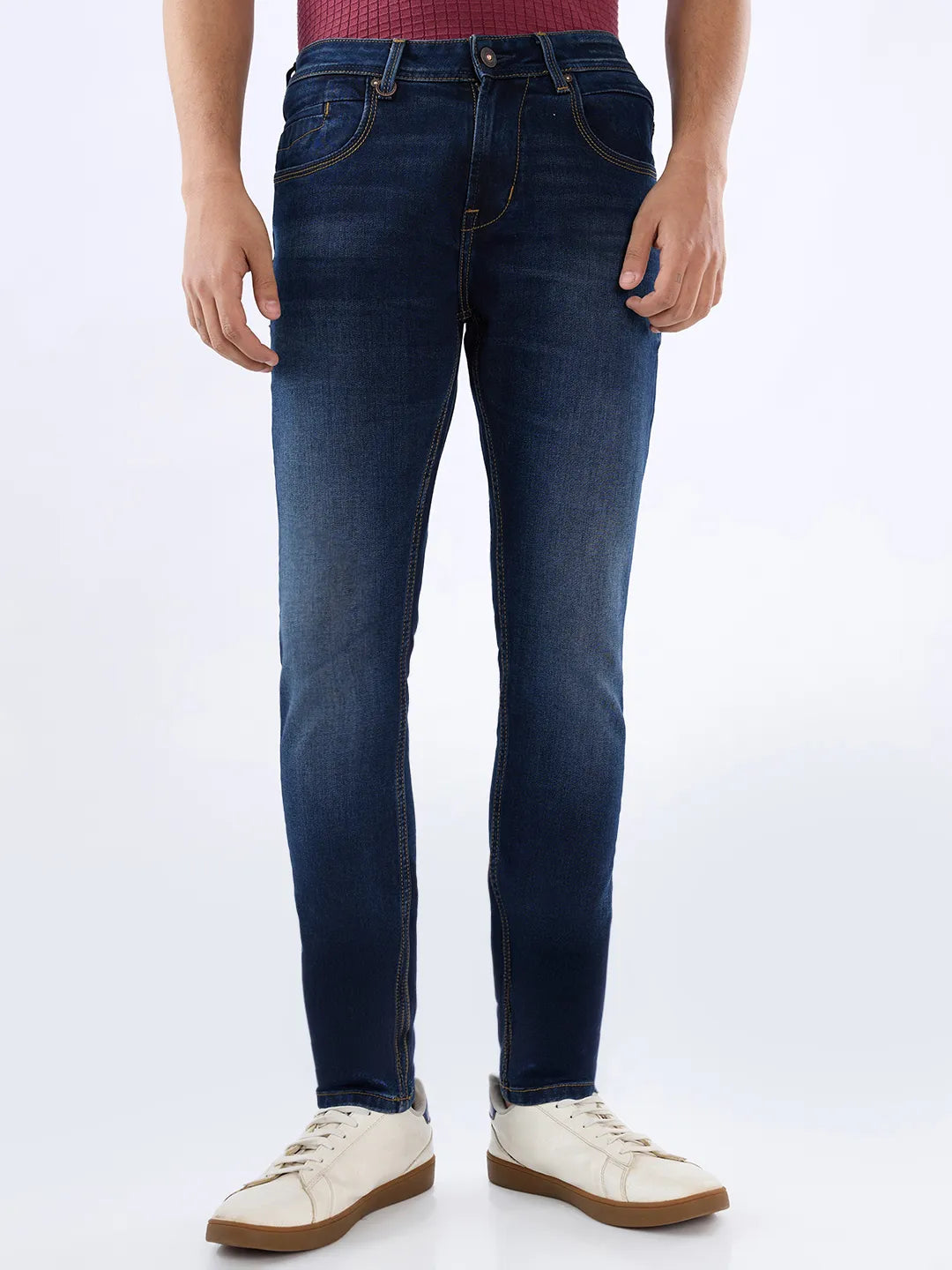 Men Kano Jeans Slim Fit Dark Blue Mid Rise