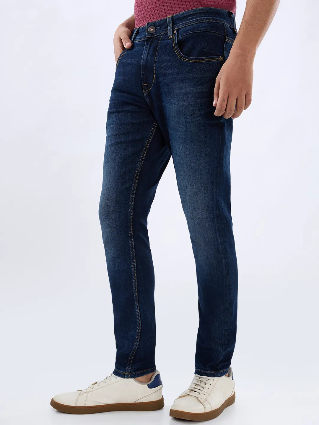 Men Kano Jeans Slim Fit Dark Blue Mid Rise