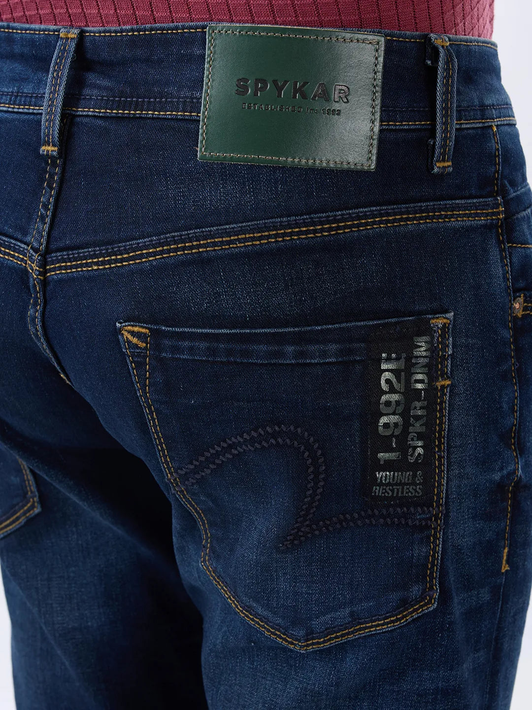 Men Kano Jeans Slim Fit Dark Blue Mid Rise