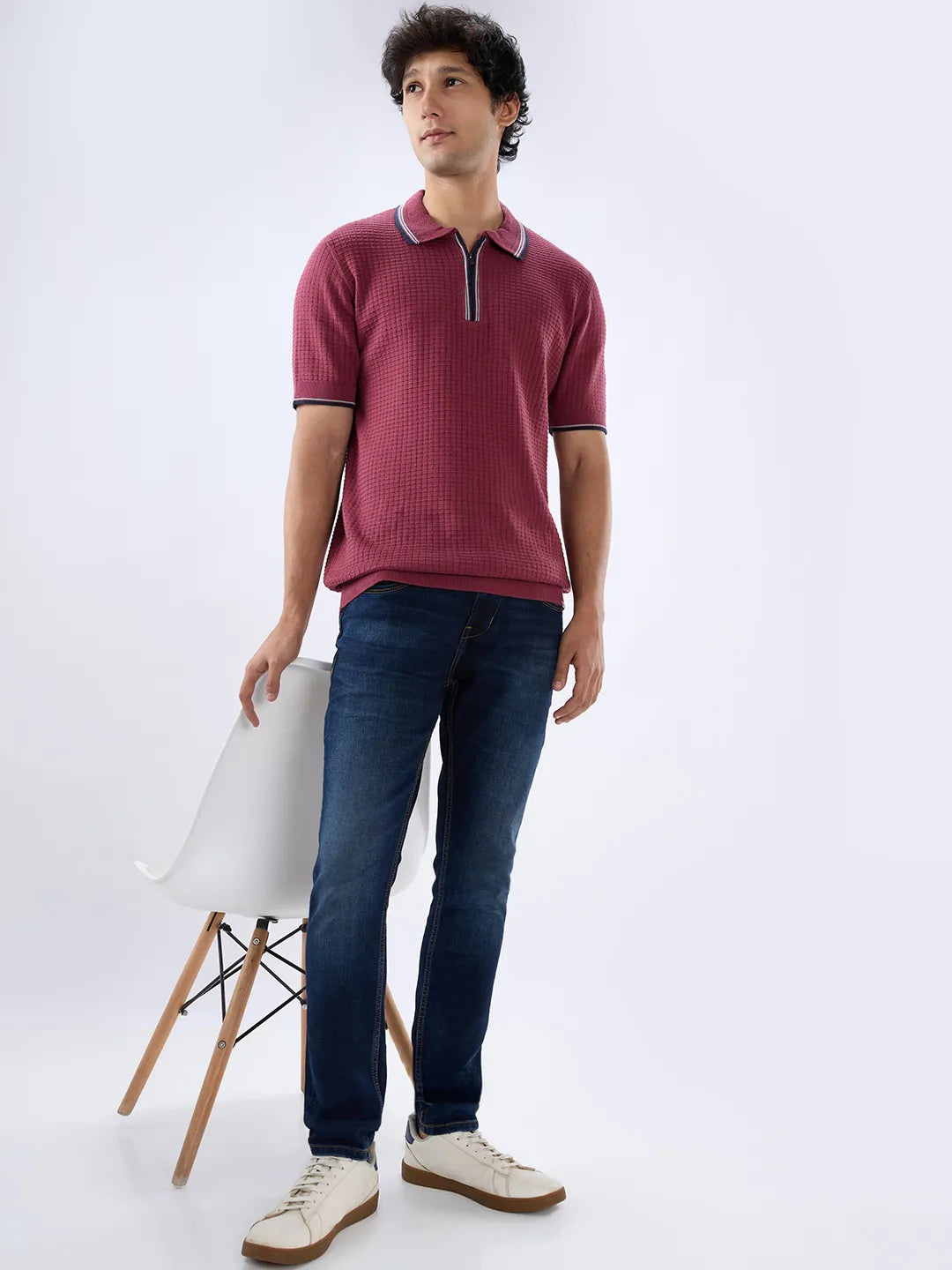 Men Kano Jeans Slim Fit Dark Blue Mid Rise
