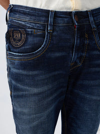Men Jeans Slim Fit Dark Blue Mid Rise