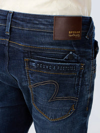 Men Jeans Slim Fit Dark Blue Mid Rise