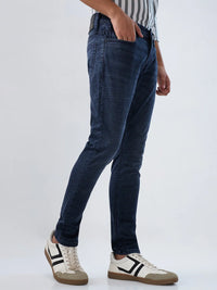 Men Jeans Slim Fit Dark Blue Mid Rise