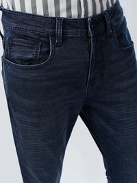 Men Jeans Slim Fit Dark Blue Mid Rise