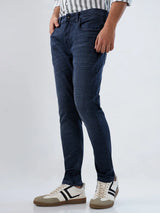 Men Jeans Slim Fit Dark Blue Mid Rise