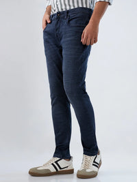 Men Jeans Slim Fit Dark Blue Mid Rise