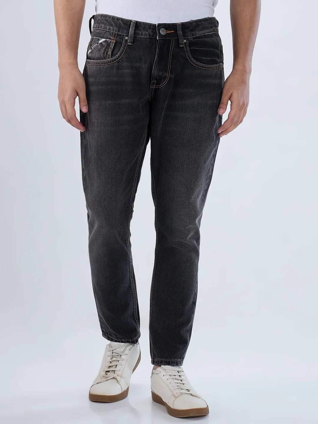 Men Jeans Slim Fit Black Mid Rise