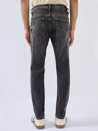 Men Kano Jeans Slim Fit Black Mid Rise