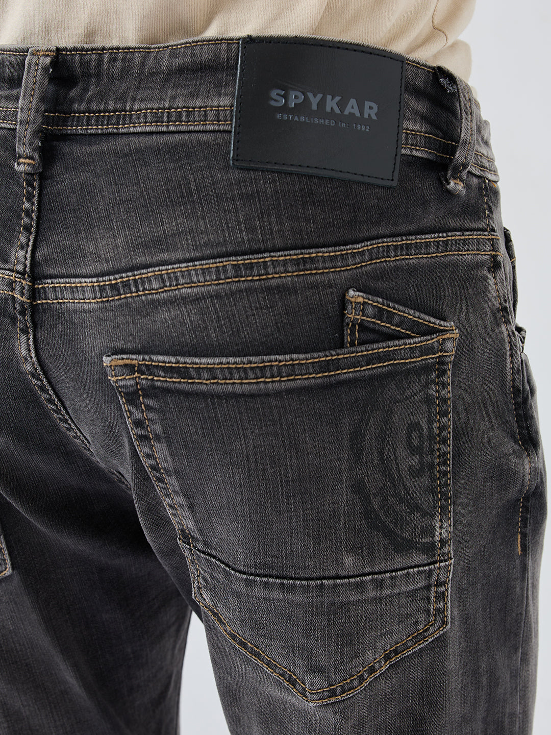 Men Kano Jeans Slim Fit Black Mid Rise
